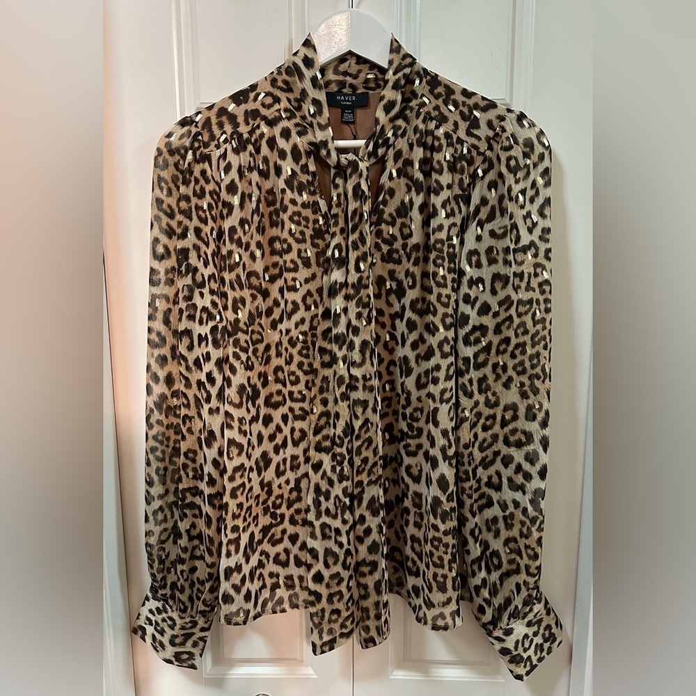 Haver London Animal Print Blouse | Size Medium